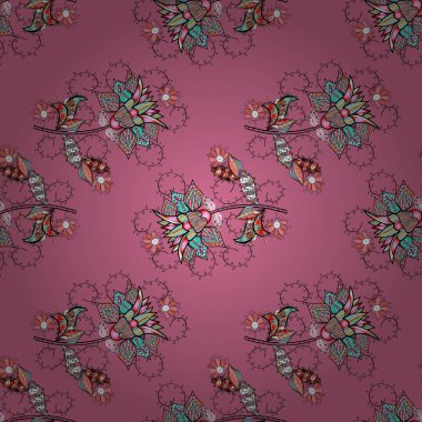 Elle çizilmiş. Vektör çizim. Sorunsuz çiçek desenli çiçekli, halk tarzında bırakır.