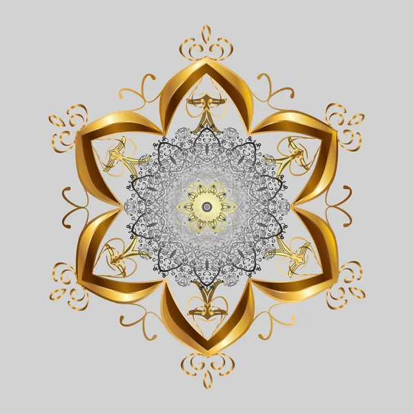 Vector noel soyut renkli arka plan ve şirin kar tanesi. Farklı kar tanesi toplama vektörü, altın rengi kış elementleri.