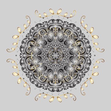 Kar tanesi süs desen. Vektör çizim. Kar taneleri arka plan. Snowflakes desen. Düz çizmek özgeçmişlerine izole soyut kar taneleri ile.