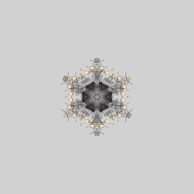 Kartpostal için sevimli, basit vektör kar taneleri ve tekstil için poster grafik tasarımı, ambalaj kağıdı, el yapımı Noel tarzı kış arkaplanları. Vektör çizimi. Kış karalamaları el çizimi kar tanesi.