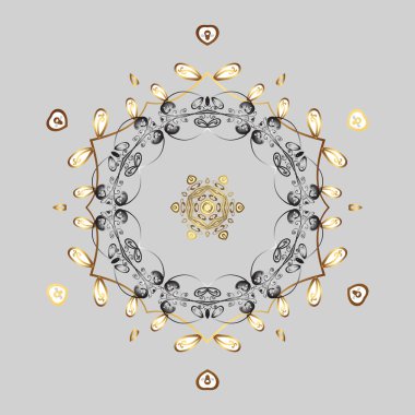 Vektör kış desen. Altın renk tasarımı. Vektör çizim. Arka plan ile çiçek öğeleri.