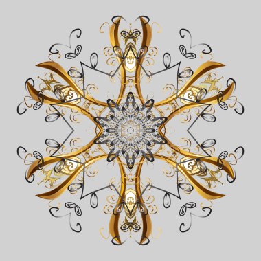 Kar tanesi mozaik simgesi. Vektör çizim. Altın siluet snow flake işareti. Grafik öğesi dekorasyon. Sembol dondurulmuş, kış, Noel, yeni yıl tatili. Düz tasarım.