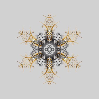 Soyut duvar kağıdı, dekorasyon sarma. Resimde altın renkler. Kar tanesi basit. Kış, neşeli Noel tatili, mutlu yeni yıl kutlama vektör çizim sembolü.