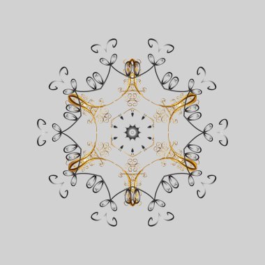 Vektör çizimi. Renkli arka planda izole tatlı kar taneleri. Soyut mandala ya da tuhaf kar tanesi çizgisi sanat tasarımı.