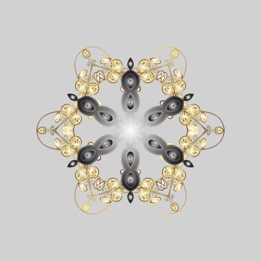 Altın renkler sevimli kar tanesi. Soyut duvar kağıdı, dekorasyon sarma. Kış, neşeli Noel tatili, mutlu yeni yıl kutlama vektör çizim sembolü. Kar tanesi basit.