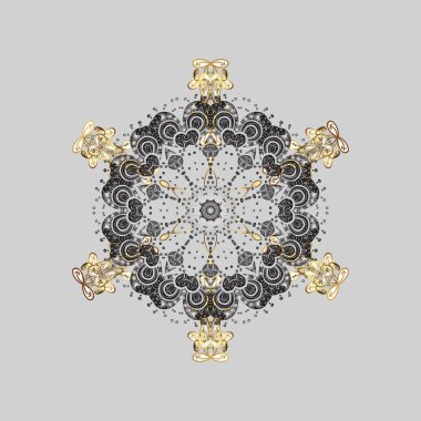 Tatil tasarım Noel ve yeni yıl moda için yazdırır. Altın kar tanesi. Renkler. Vektör çizim. Kar taneleri arka plan ile Noel kalıbı.