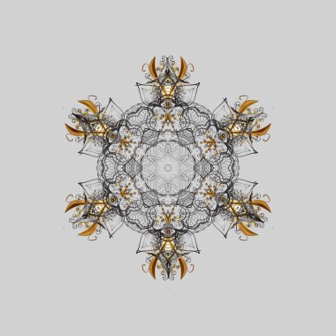 Kış kar taneleri, vektör arkaplan. Yüzey için tekrarlanan doku, ambalaj kağıdı, altın rengi kar tanesi.