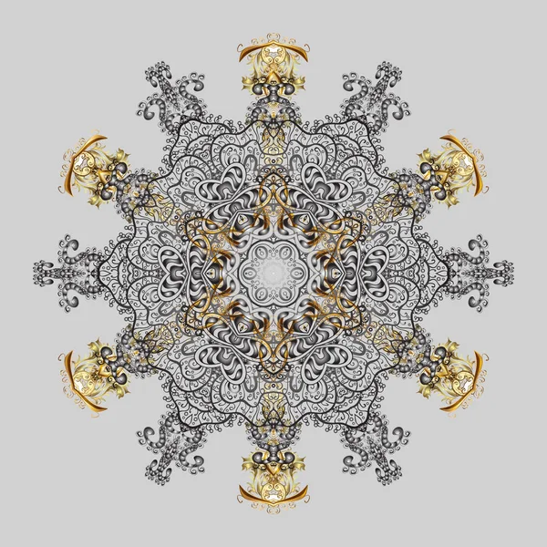Snöflinga Ikonen Winter Snowflake Snöflinga Vektorillustration Isolerad Gyllene Färger — Stock vektor