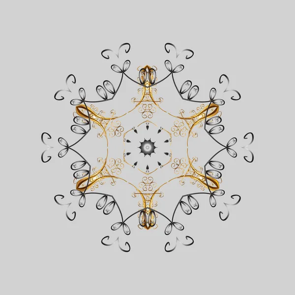 ベクトルイラスト カラフルな背景に孤立したかわいい雪の結晶 抽象マンダラまたは気まぐれな雪の結晶ラインアートデザイン — ストックベクタ