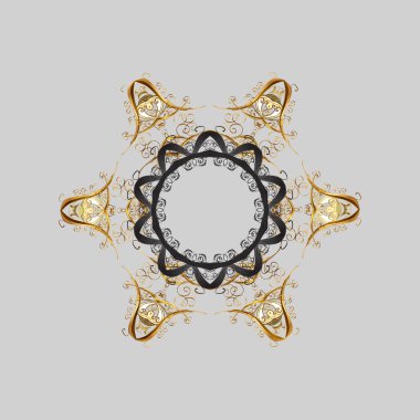 Yıldız ve düşen kar taneleri ile sihirli altın tatil arka plan. Noel gri ve kahverengi. Vektör çizim.