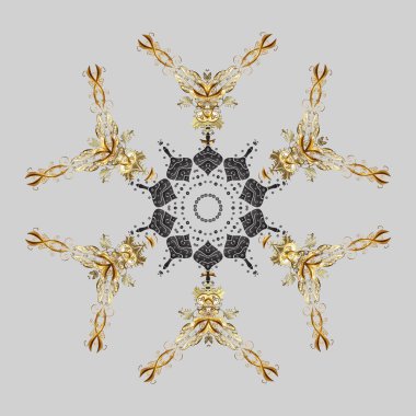 Renkli kar taneleri vektör çizim. Güzel kış süs. Vektör altın kar tanesi izole.