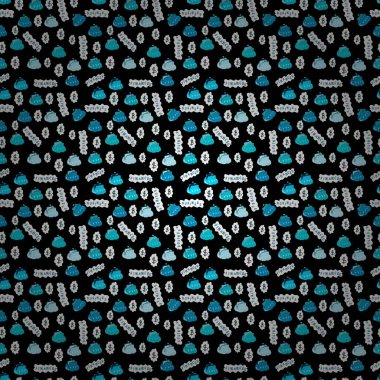 Seamless modeli iş ikonları/simgeleri ayarlayın. Vektör çizim. İş, yönetim, finans, strateji, pazarlama için simgeler. Siyah, beyaz ve mavi arka plan üzerinde düz öğeleri.