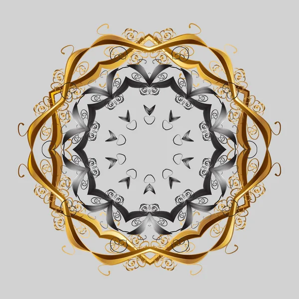 抽象的な冬の黄金の飾り カラフルな背景に分離かわいい雪の結晶 ベクトルの図 ラウンド ベクトル スノーフレーク 細かいスノーフレーク — ストックベクタ