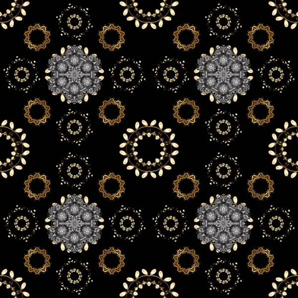 Paisleys zarif çiçek vektör Dikişsiz desen arka plan duvar kağıdı illüstrasyon vintage şık güzel modern 3d çizgi sanat altın ve siyah ve gri desenli çiçek yaprakları ve süs eşyaları.