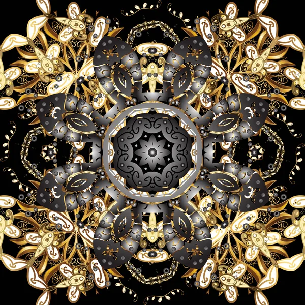 Блискучі Мережива Стилізовані Квіти Пейслі Безшовний Візерунок Сірих Чорних Кольорах — стоковий вектор