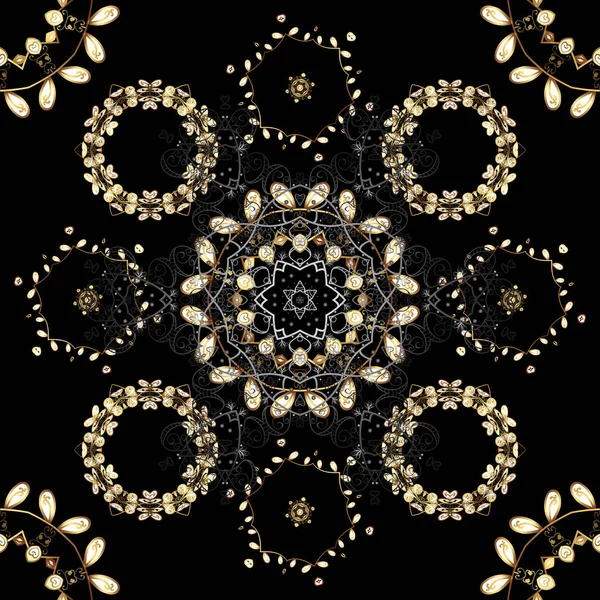 Багато Прикрашений Вектор Прикраси Золотий Візерунок Сірого Чорного Кольорів Золотий — стоковий вектор