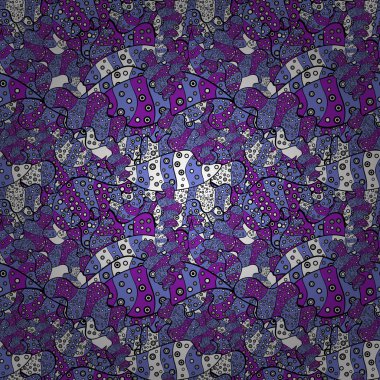 Siyah, mor ve beyaz renkler vektör çizim resimleri. Dikişsiz desen zarif dekoratif süsleme moda için baskı, karalama defteri, ambalaj kağıdı, duvar kağıdı.