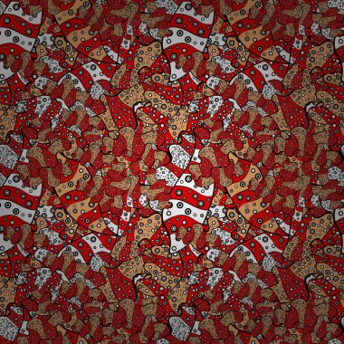 Vektör çizim. Dikişsiz desen nazik, kırmızı, bej ve siyah renkler bahar. Suluboya resim.