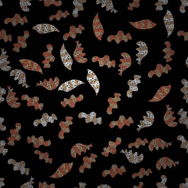 Dikişsiz desen zarif dekoratif süsleme moda için baskı, karalama defteri, ambalaj kağıdı, duvar kağıdı. Bej rengi, turuncu ve siyah renkleri vektör çizim resimleri.