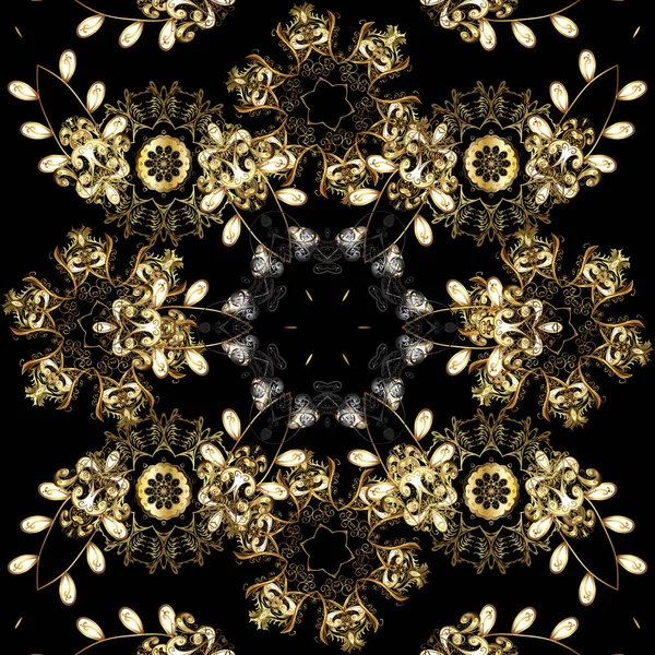 Luxury Royal Victorian Concept Golden Pattern Brown Black Colors Golden — Stock Vector