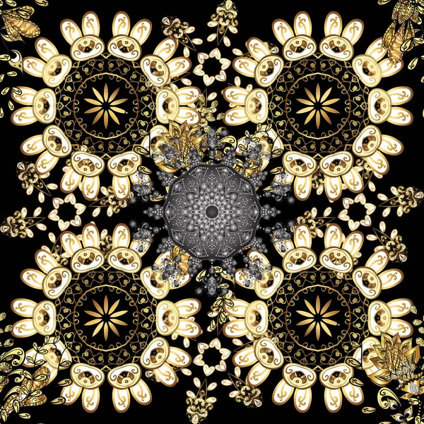 Золотий Елемент Чорних Кольорах Золотий Квітковий Орнамент Стилі Бароко Античні — стоковий вектор