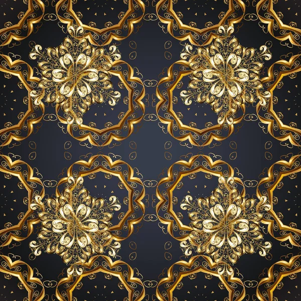 Ornamento Oriental Sem Costura Estilo Barroco Vector Clássico Padrão Dourado —  Vetores de Stock