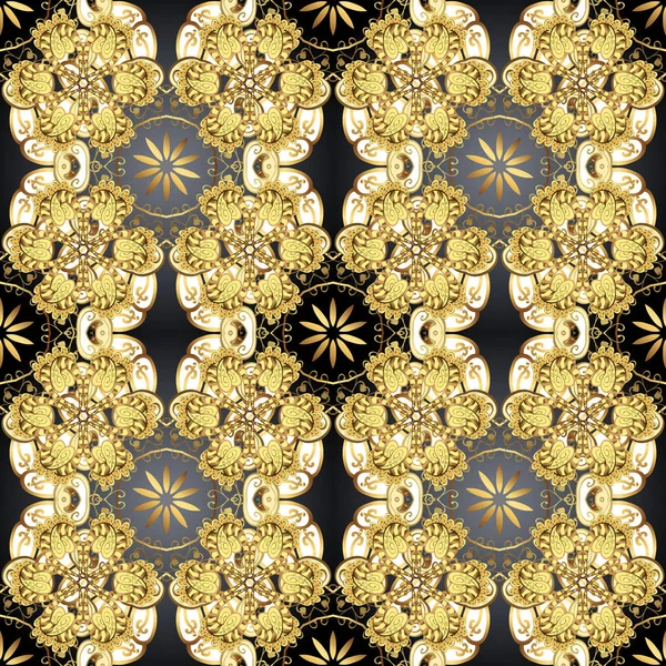 Traditionel Orientalsk Ornament Golden Mønster Sorte Farver Med Gyldne Elementer – Stock-vektor