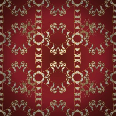 Altın çiçek süsleme barok tarzı. Kırmızı ve kahverengi renkleri altın öğesinde. Damasko sorunsuz yinelenen desen. Antika altın yinelenebilir duvar kağıdı.