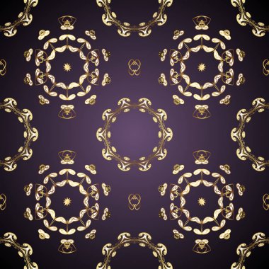 Vektör geleneksel klasik altın Dikişsiz desen gri ve mor renkler. Barok tarzında sorunsuz şark süsleme.