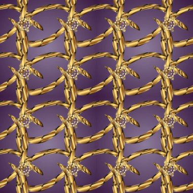 Vintage kartı, duvar kağıdı, ambalaj, Tekstil için tasarım. Seamless modeli altın öğeleri. Vektör çizim. Çiçek klasik doku. Kraliyet retro mor ve kahverengi renkleri üzerinde. Altın şablonu.