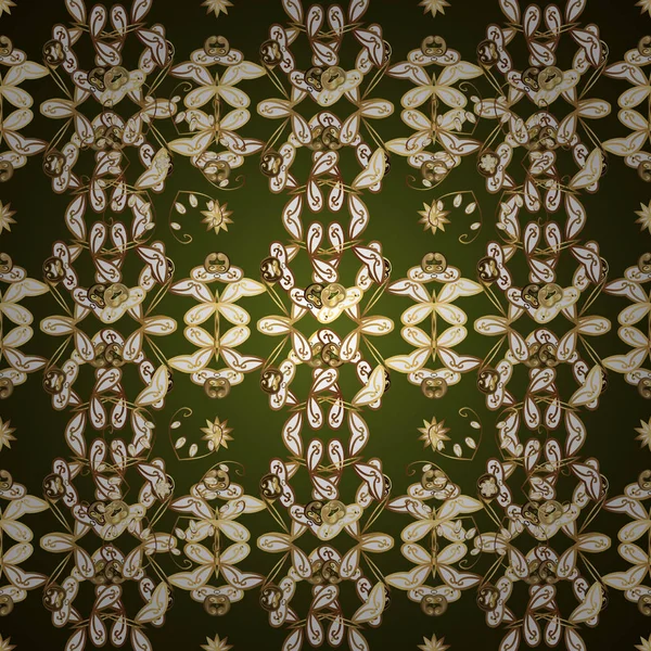 Vector Dorado Adorno Floral Brocado Textil Patrón Vidrio Patrón Dorado — Archivo Imágenes Vectoriales