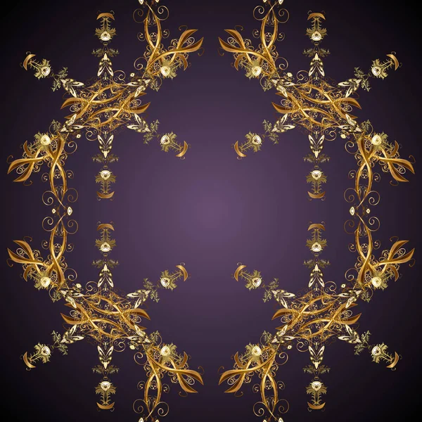 Fundo Abstrato Vetorial Com Elementos Repetitivos Padrão Dourado Clássico Damasco — Vetor de Stock