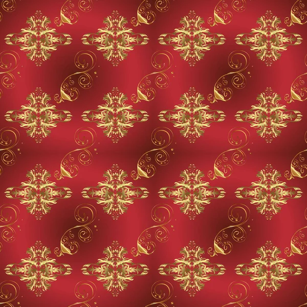 赤と茶色の色のパターン ベクター黄金 Mehndi シームレス パターン タトゥー ゴールデン シール ヨガと一時的な刺青のデザイン カード — ストックベクタ