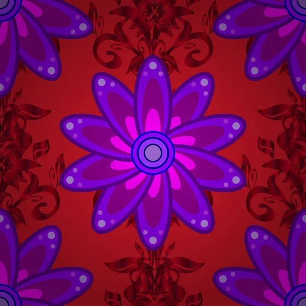 Şirin seamless modeli. Yaz tema Dikişsiz desen arka plan rengi. Vektör çiçek arka plan. Düz çiçek öğeleri tasarım. Yazdırın. Şirin kumaş deseni.