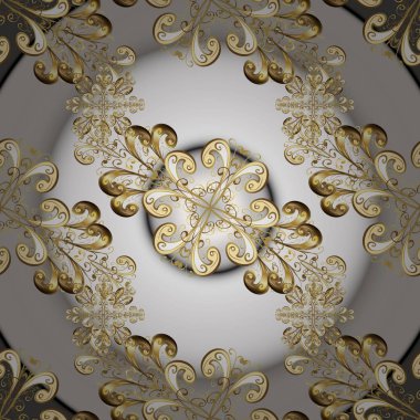 Çiçek süsleme brokar Tekstil desen, cam, metal gri ve beyaz renkler altın elemanları ile çiçek desenli. Klasik vektör altın seamless modeli.