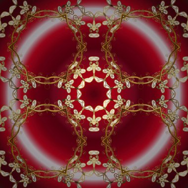 Oriental vector classic red, pink and brown and golden pattern. Ornamental abstract background. Vector illustration.