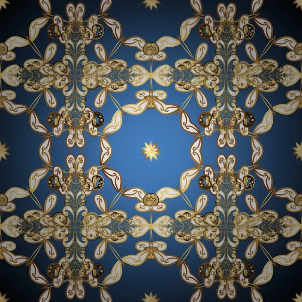 Patrón Dorado Ornamental Adorno Oriental Vectorial Patrón Ornamental Colores Azul — Archivo Imágenes Vectoriales