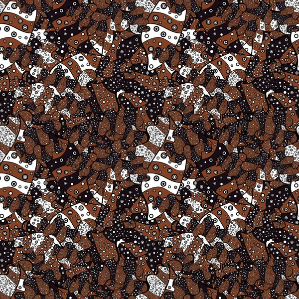 Vector Stylish Fabric Pattern Vintage Seamless Doodles Black Gray Brown — ストックベクタ