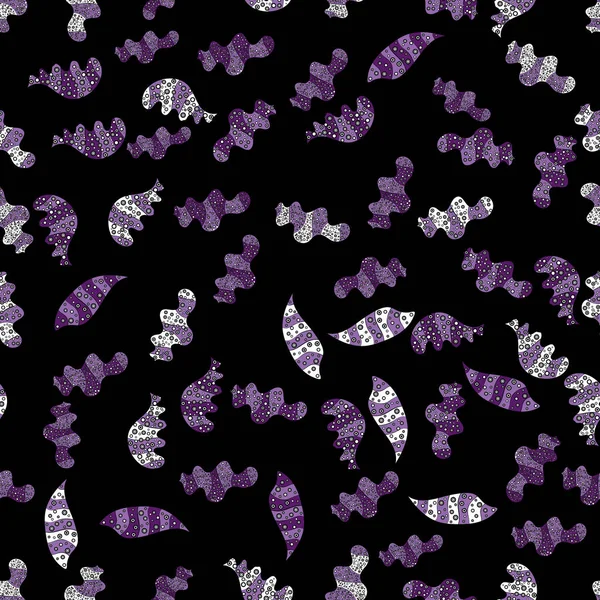 素敵なファブリックのパターン ベクトルの図 落書きのパターン 中立的な紫と黒の色で それは 包装ボックス マグカップ印刷で使用できる 赤ちゃんの服装など かわいい背景 — ストックベクタ