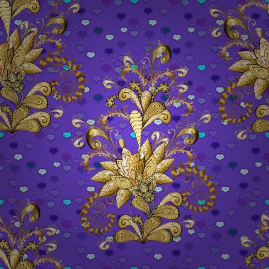 Kahverengi ve mor renkler üzerinde grafik modern seamless modeli. Duvar kağıdı Barok, Şam. Sorunsuz çiçek desenli. Sorunsuz vektör arka plan.