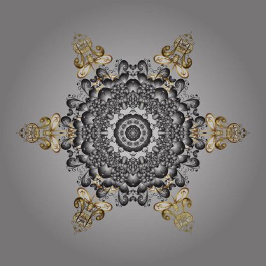 Vector noel soyut renkli arka plan ve şirin kar tanesi. Farklı kar tanesi toplama vektörü, altın rengi kış elementleri.