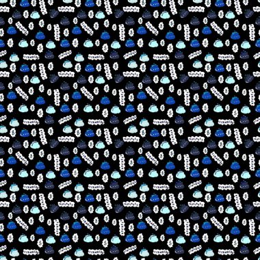 Siyah, beyaz ve mavi arka plan iş desen. Vektör. Kesintisiz iş desen.