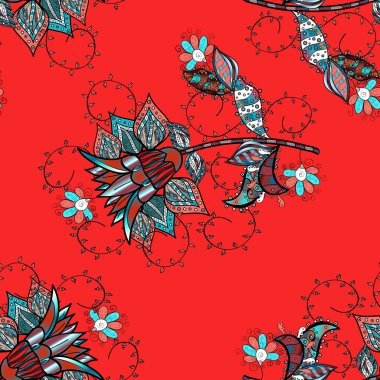 Modern şık doku. Çiçek desen vektör, kırmızı, siyah ve mavi çizgi grafik desen soyut vektör arka plan.