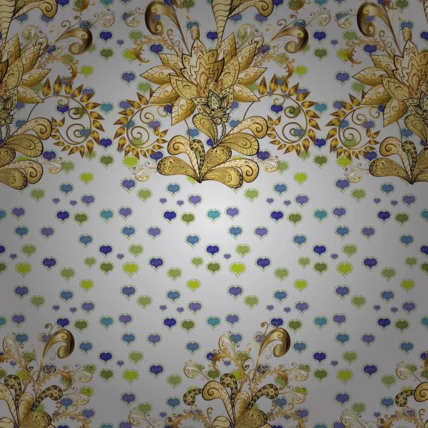 Carreaux Floraux Impression Textile Vectorielle Dorée Design Islamique Motif Sans — Image vectorielle