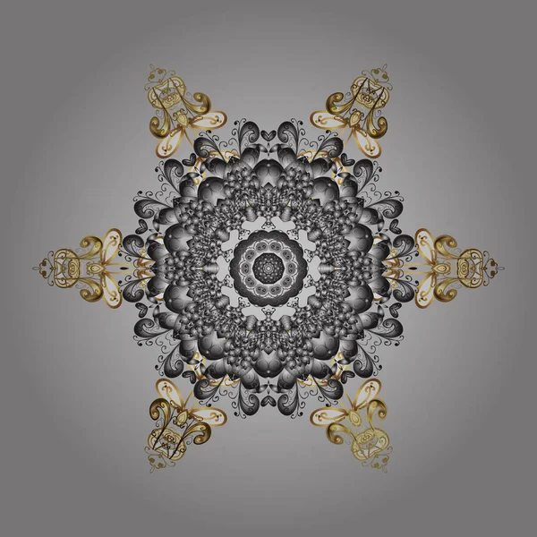 Vector noel soyut renkli arka plan ve şirin kar tanesi. Farklı kar tanesi toplama vektörü, altın rengi kış elementleri.