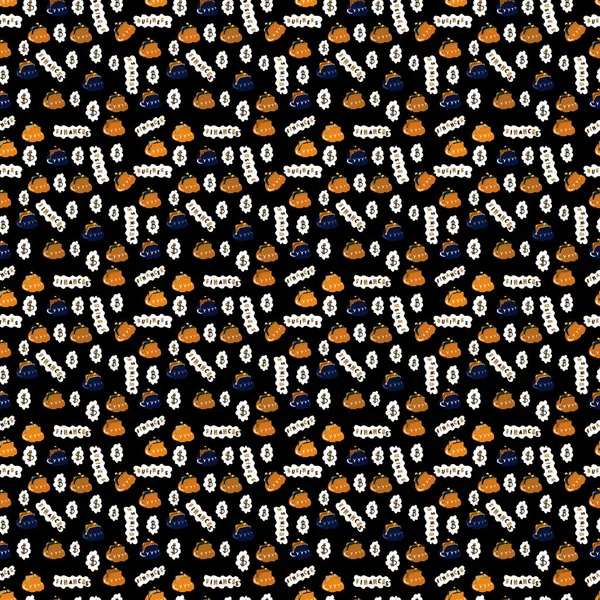 Dollars Business Pattern Black White Orange Background Bitcoin Vector Seamless — 图库矢量图片