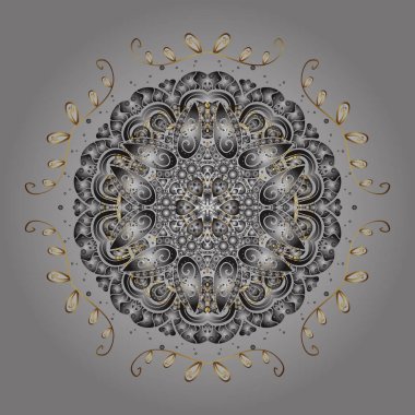 Yuvarlak vektör kar tanesi. İyi kar tanesi. Vektör çizim. Soyut kış altın süs. Renkli arka plan üzerinde izole sevimli kar taneleri.