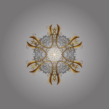 Snowflakes on a golden colors. Christmas Stylized. Vector illustration.