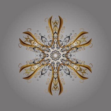 Isolated of vector golden snowflakes. Fine winter ornament. Vector illustration. Snowflakes collection.