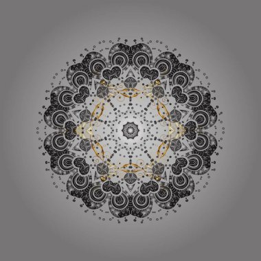 Güzel soyut kar taneleri vektör tasarımı altın renklerde. Yeni yıl kar tanesi. Düz kar karalama ikonları, kar taneleri silueti Noel afişi için, kartlar.